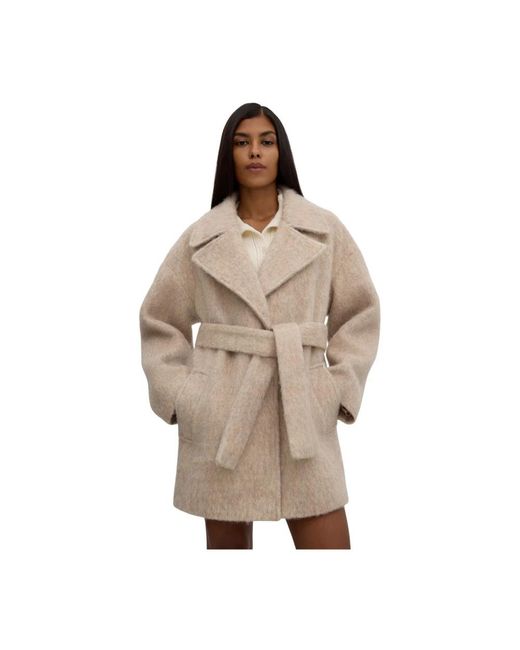 ESTRO Jassen ,Wol Belted Wrap Trenchcoat in het Brown