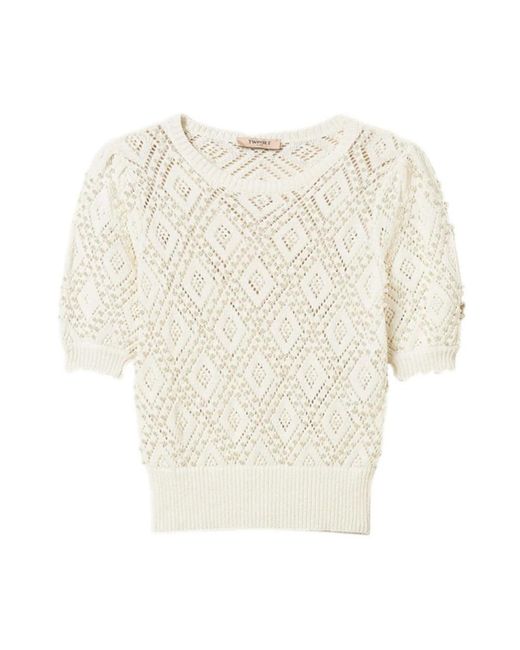 Twinset Natural Round-Neck Knitwear