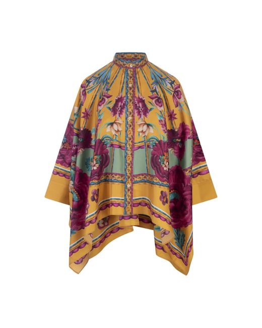 LaDoubleJ Overhemden ,Veelkleurig ,Zodiac Placée Marigold Zijden Shirt in het Multicolor