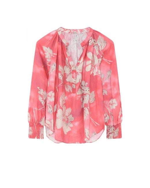 GUSTAV Pink Coralprint annsofie shirt bluse