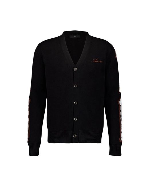 Amiri Leopard Bones V-Neck Cardigan in het Black voor heren