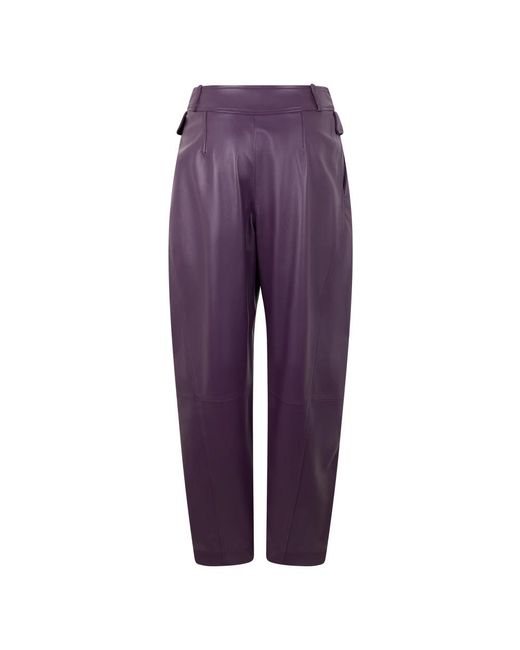 Alberta Ferretti Purple Leather Trousers