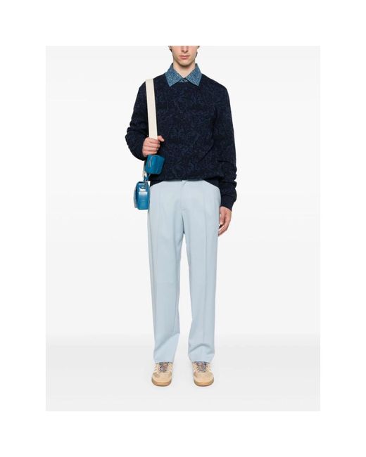Etro Blue Round-Neck Knitwear for men