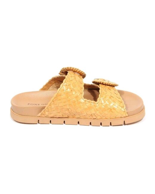 Pons Quintana Metallic Caiman Arena Geflochtene Lederschlappen