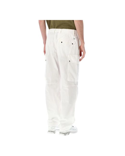 C P Company White Straight Trousers for men