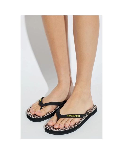 DSquared² Black Logo Flip Flops