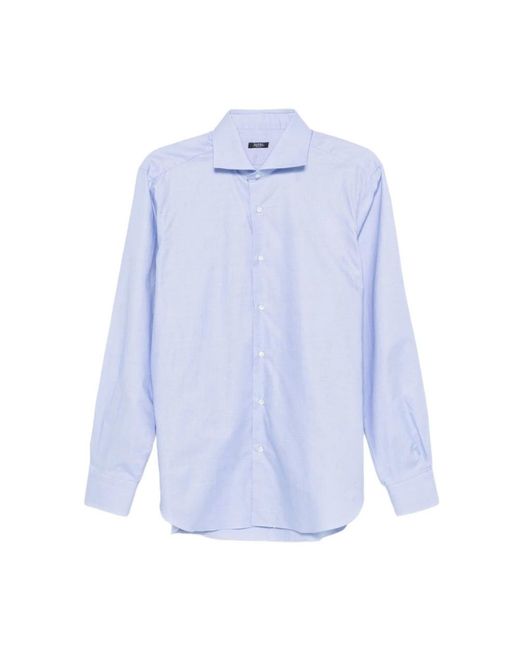 Barba Napoli Blue Formal Shirts for men