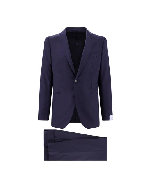 Caruso Blue Single Breasted Suits for men