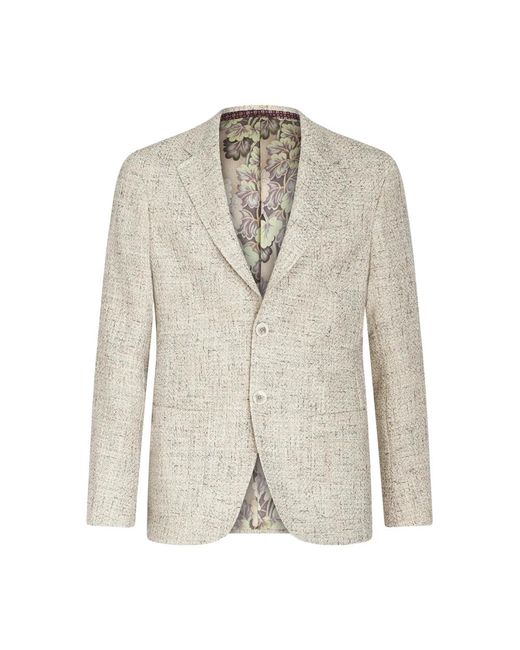 Etro Jassen ,Grijs ,Katoen Grijze Bouclé Blazer in het White voor heren