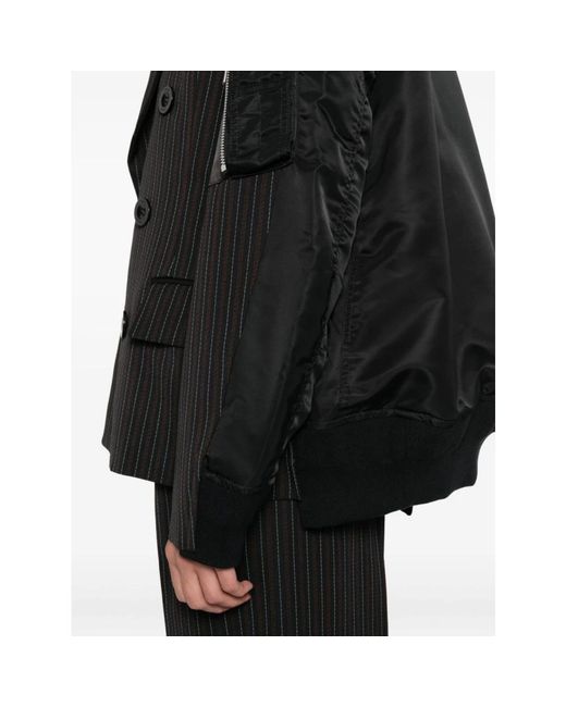 Sacai Half Blazer Half Bomber Jas in het Black