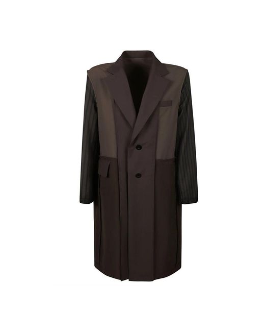 Sacai Black Single-Breasted Coats for men