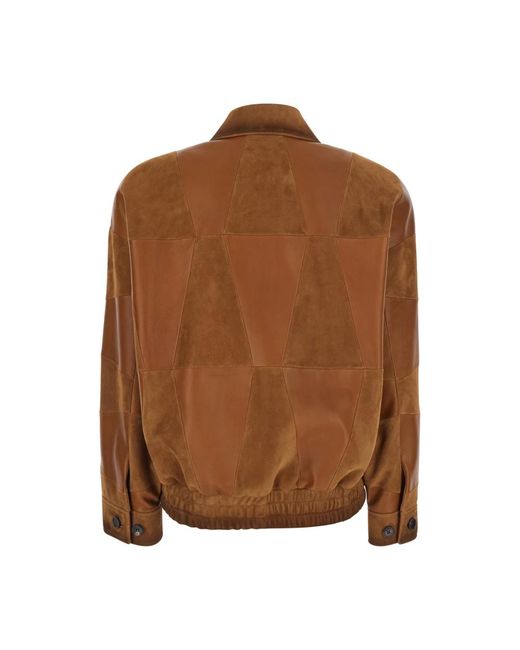 Leather Jackets Versace de color Brown