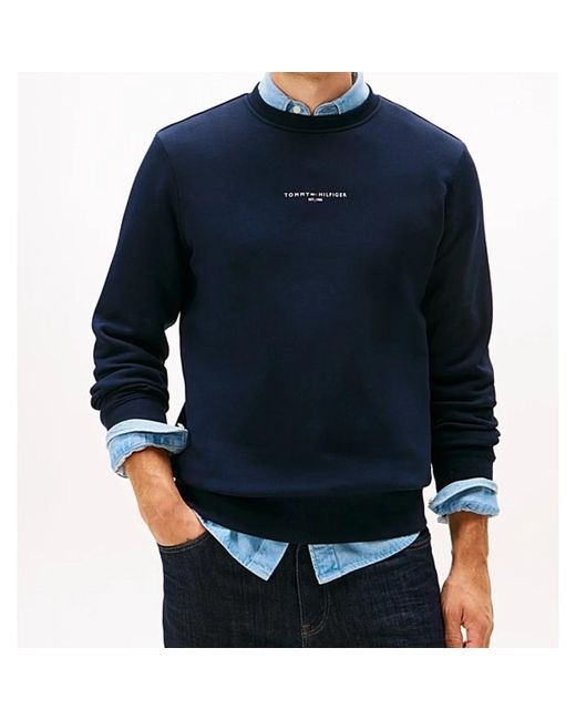Tommy Hilfiger Blauwe Flex Fleece Crewneck Sweater in het Blue voor heren