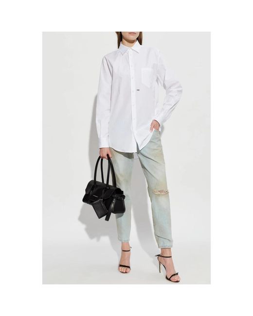 DSquared² Overhemden ,Wit ,Katoen Shirt Met Zak in het White