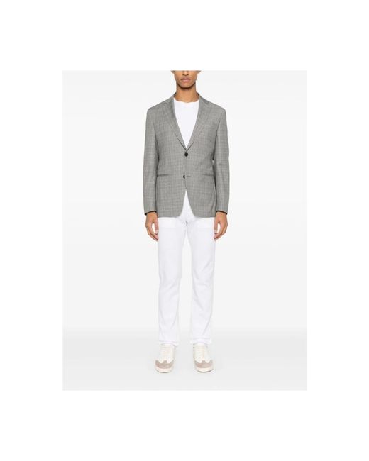 HUGO Jassen ,Grijs ,Leer Geruite Blazer Met Twee Knoppen in het Gray voor heren