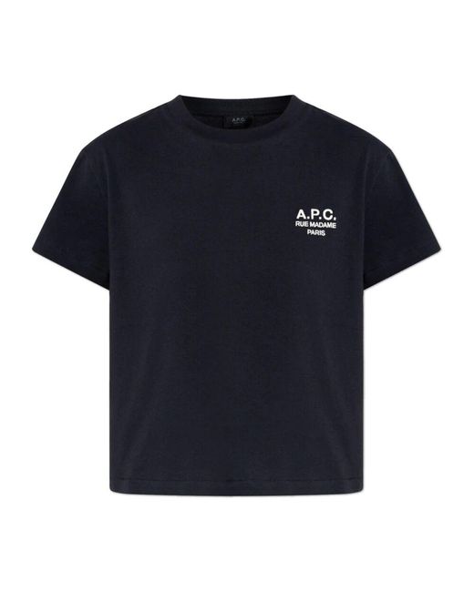A.P.C. Blue T-Shirt Mit Gesticktem Logo