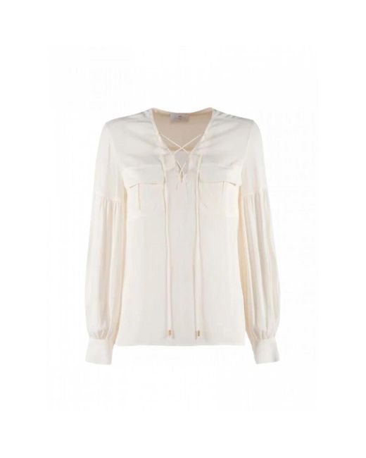 Nenette White Langarm Viskose Bluse