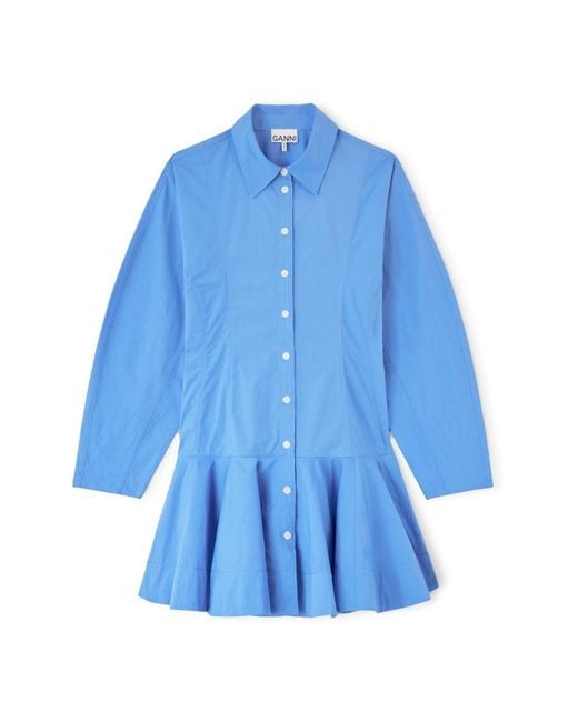 Ganni Blue Shirt Dresses