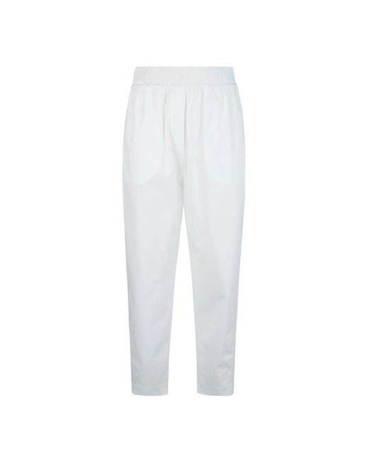 Eleventy Broeken ,Wit ,Katoen Pantalone Con Elastico in het White
