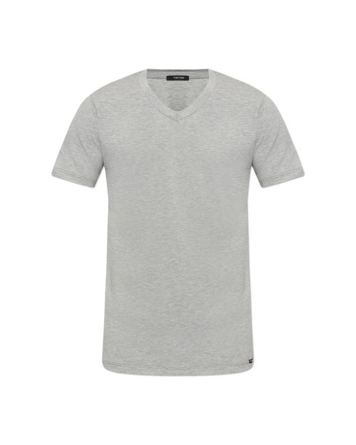 Tom Ford Tops ,Grijs ,Katoen Ondershirt Met V-Hals in het Gray voor heren