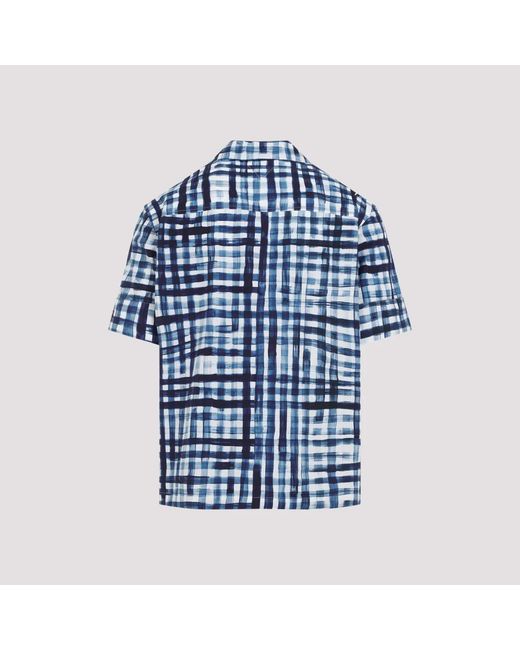 Bottega Veneta Blue Checkered Pattern Shirt for men