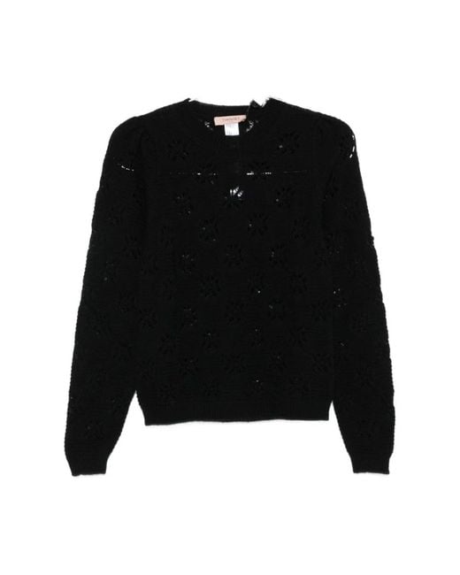 Round-Neck Knitwear Twinset en coloris Black