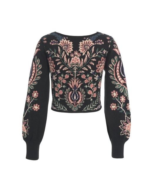 Farm Rio V-Neck Knitwear in het Black