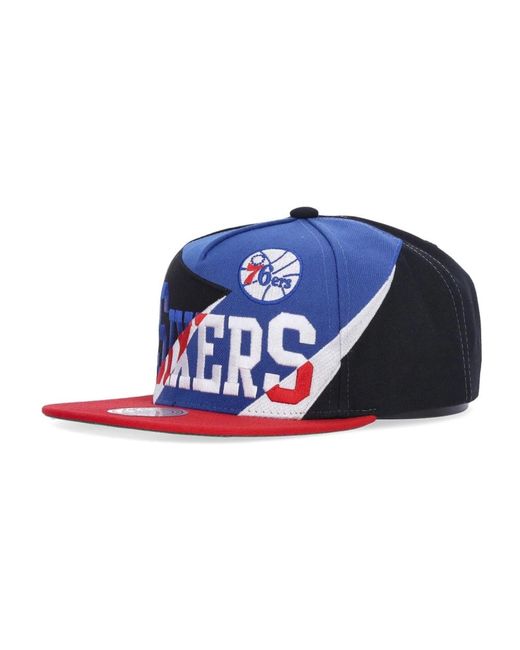 Mitchell & Ness Accessoires ,Veelkleurig ,Polyester Philadelphia 76Ers Platte Klep Pet in het Blue voor heren