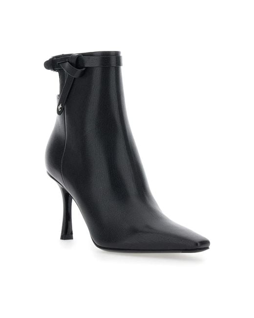 Jimmy Choo Black Schwarze Leder Stiefeletten Mit Knotendetail