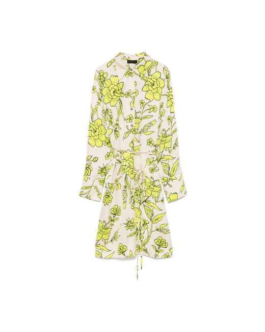Liu Jo Yellow Beige kleid mit knopfleiste und gürtel