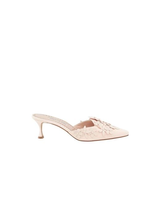 Manolo Blahnik Pink Heeled Mules