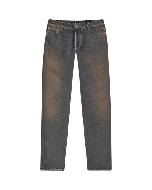 Balmain Gray Straight Jeans for men