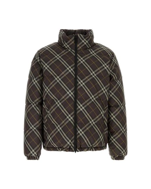 Burberry Gray Checked Puffer Jacket
