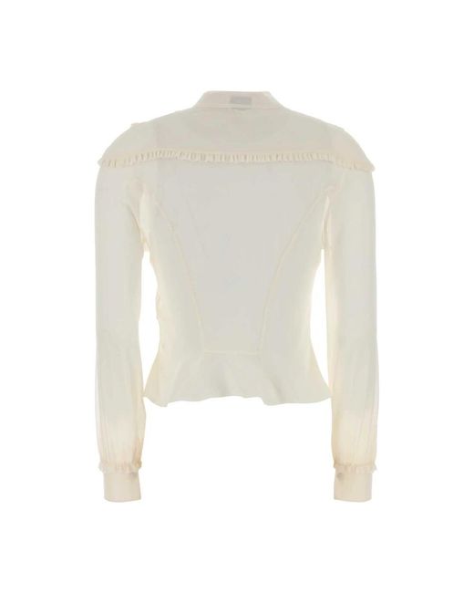 McQueen Overhemden ,Wit ,Katoen Blouse Met Ruchedetails Op Het Voorpand in het White