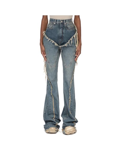 Rick Owens Blue Flared Jeans