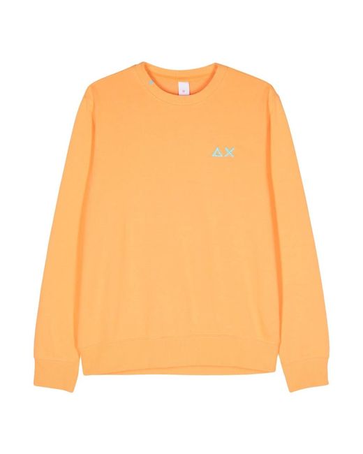 Sun 68 Logo bestickter sweatshirt,bestickter logo-sweatshirt,sweatshirts,logo bestickter pullover in Orange für Herren