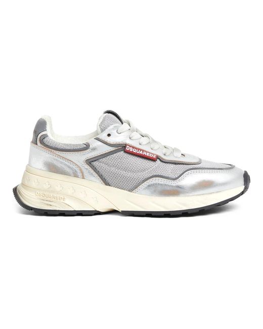 DSquared² Sneakers Met Gerafelde Afwerking in het White