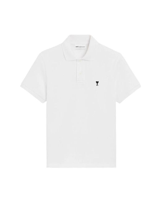 AMI Tops ,Wit ,Katoen De Coeur Polo Shirt in het White voor heren