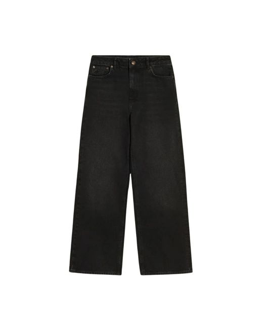 Holzweiler Jeans ,Zwart ,Katoen Wijde Pijp Jeans Met Relaxte Pasvorm in het Black
