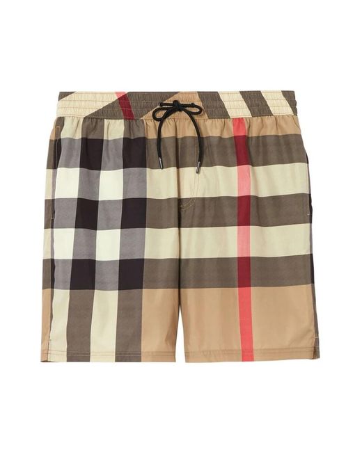 Shorts da bagno a quadri con coulisse di Burberry in Multicolor da Uomo