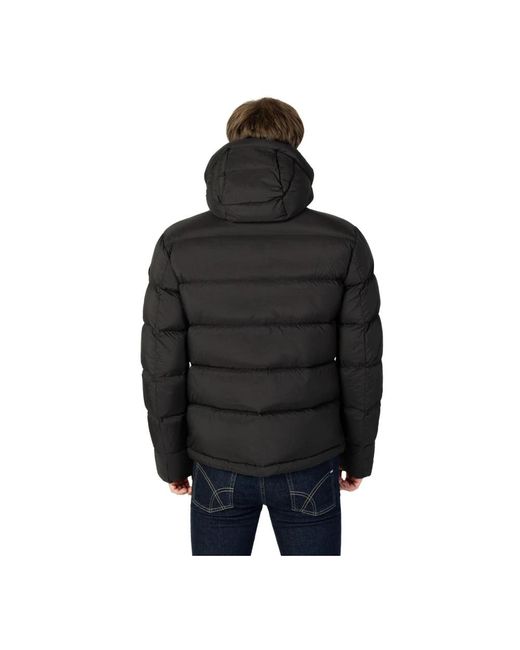 Blauer Stijlvolle Gewatteerde Jas Met Capuchon En Knoopsluiting in het Black voor heren