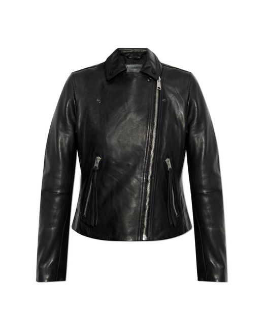 AllSaints Jassen ,Zwart ,Leer Leren Jas Dalby in het Black