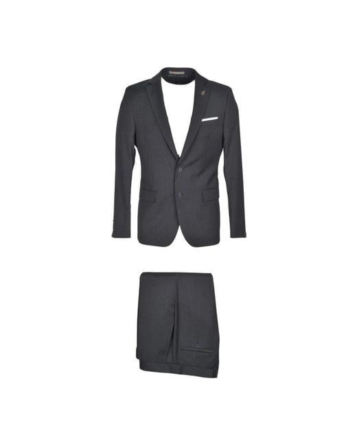 Paoloni Black Single Breasted Suits for men
