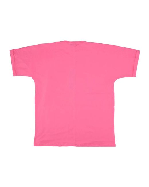 DISCLAIMER Pink Logo maxi tee fluo fuchsia/weiß