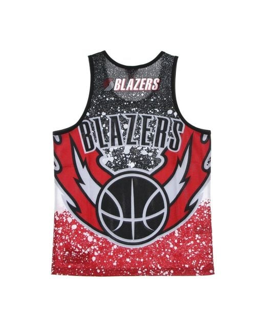 Mitchell & Ness Fitness ,Veelkleurig ,Polyester Nba Jumbotron Tank Top Viering Logo in het Red voor heren