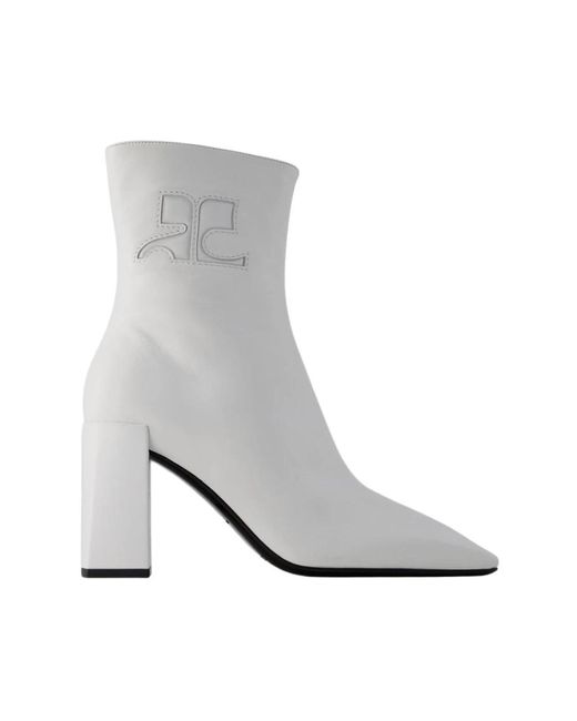 Courreges Gray Pumps,heeled boots,weiße leder stiefeletten