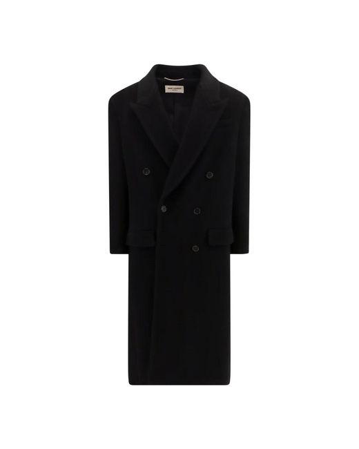 Saint Laurent Black Double-Breasted Coats for men