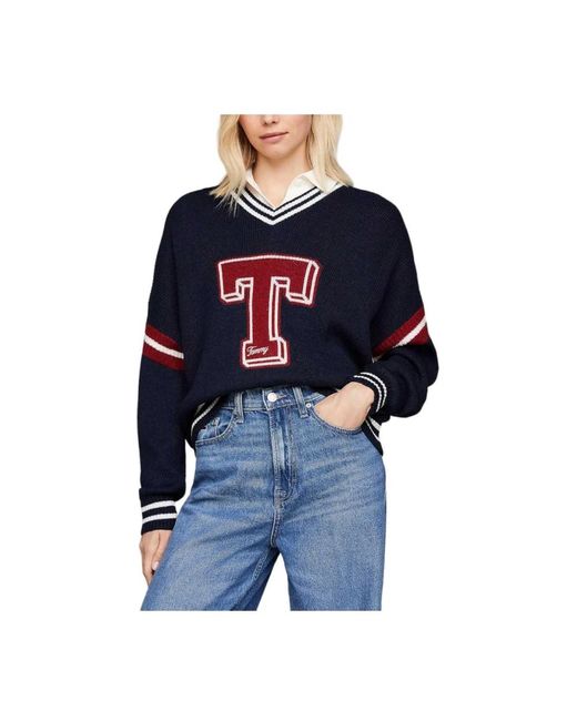 V-Neck Knitwear Tommy Hilfiger de color Blue