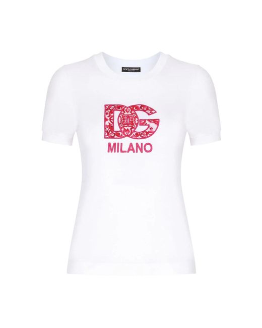 T-shirt en jersey à écusson logo DG Dolce & Gabbana en coloris White