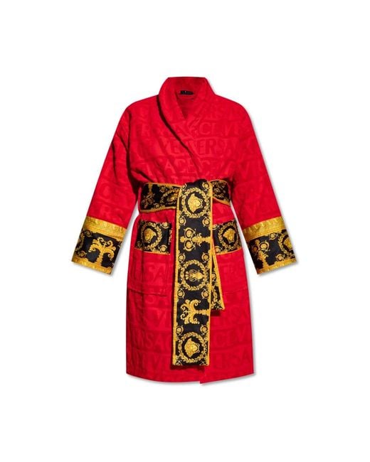 Versace Nachtkleding ,Rood ,Katoen Badjas Met Logo in het Red